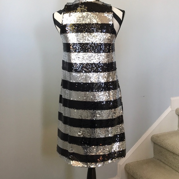 Black & Silver Stripe Sequin Dress - Picture 8 of 8